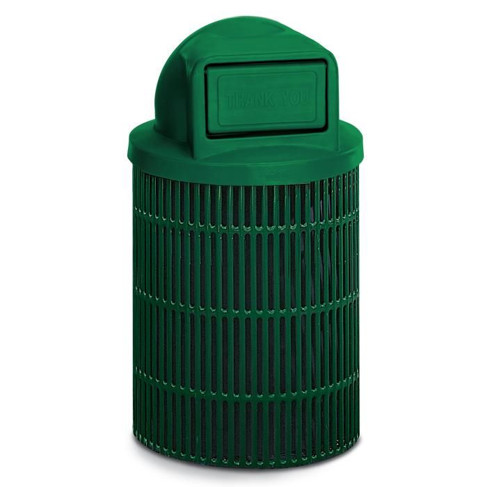 Anova Ultra 32 Gallon Slotted Steel Trash Receptacle, Dome Top