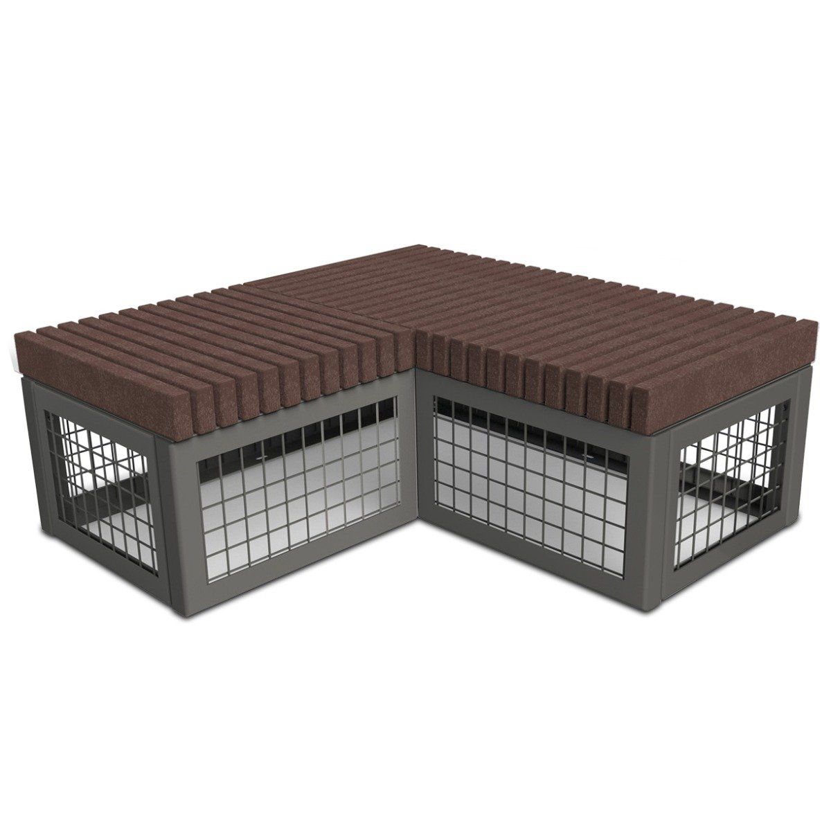 Anova Canyon Edge Thermory Gabion-Style 4' Corner Bench | CE18J90T
