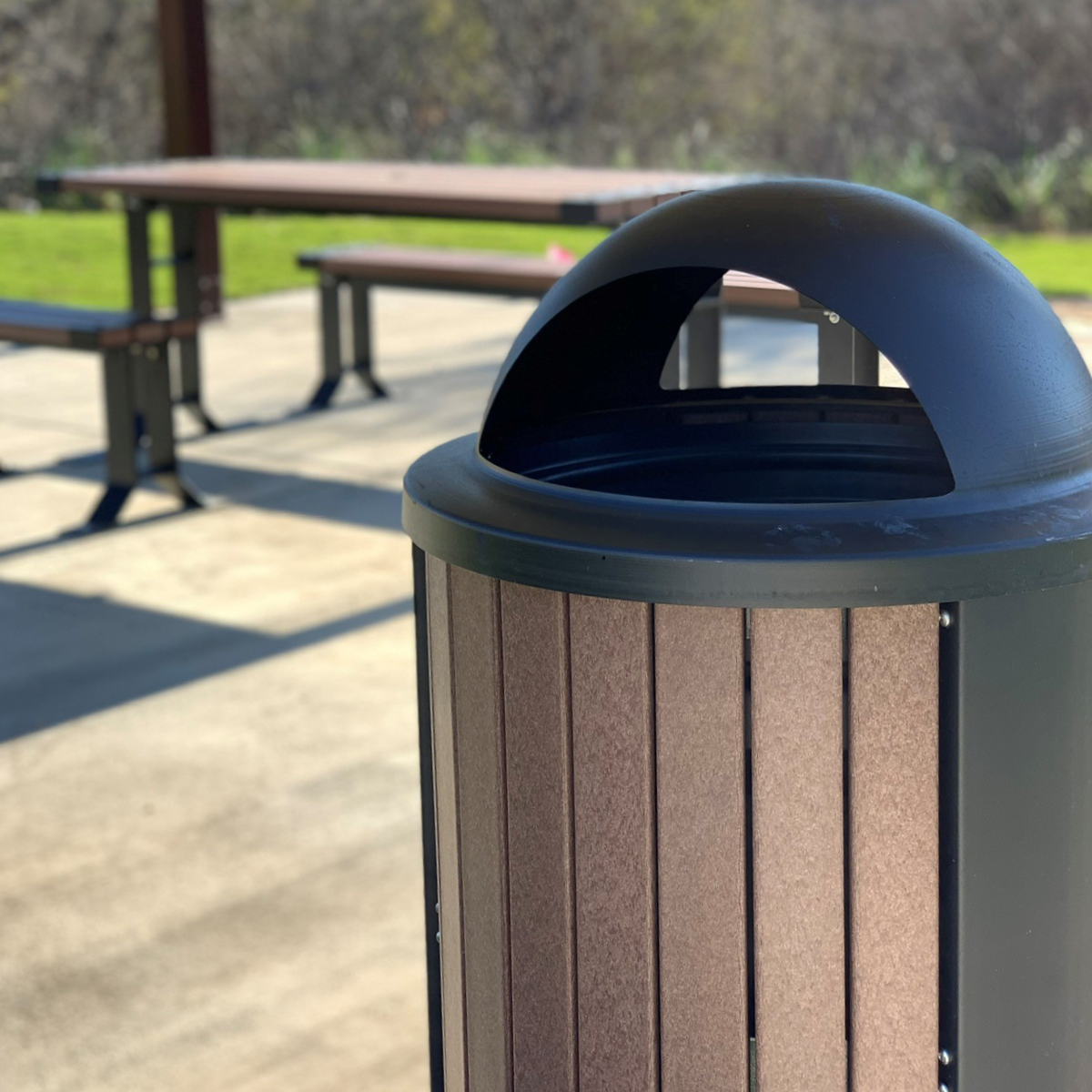 Anova Madison 35 Gallon Recycled Plastic Receptacle, Open Hood Top