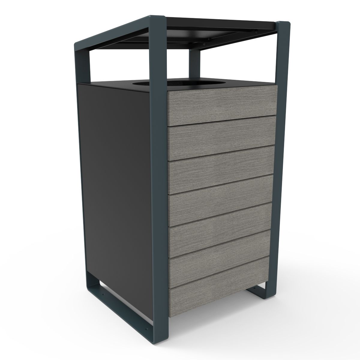 Anova Vibe 45 Gallon Recycled Plastic Trash Receptacle with Bonnet Anova Vibe 45 Gallon Recycled Plastic Trash Receptacle with Bonnet