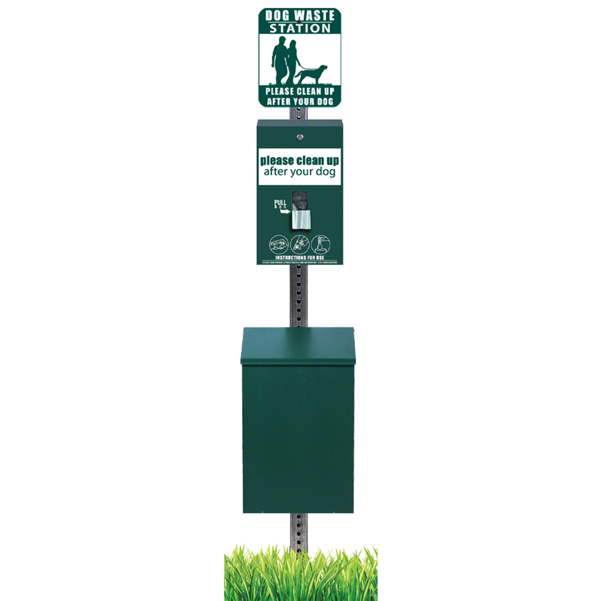 Upbeat Dog Waste Station with Square Steel Can and ONEpul Bag System D022